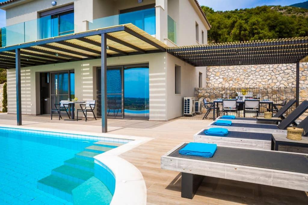New Villa Blue With Private Pool At Trapezaki Livathos  Exterior foto